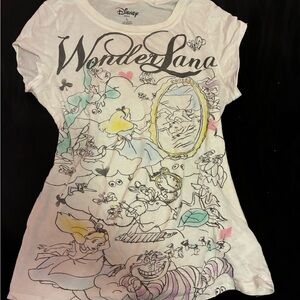 Disney Alice in Wonderland 'Wonderland' Graphic Tee - White with Pastel Accents